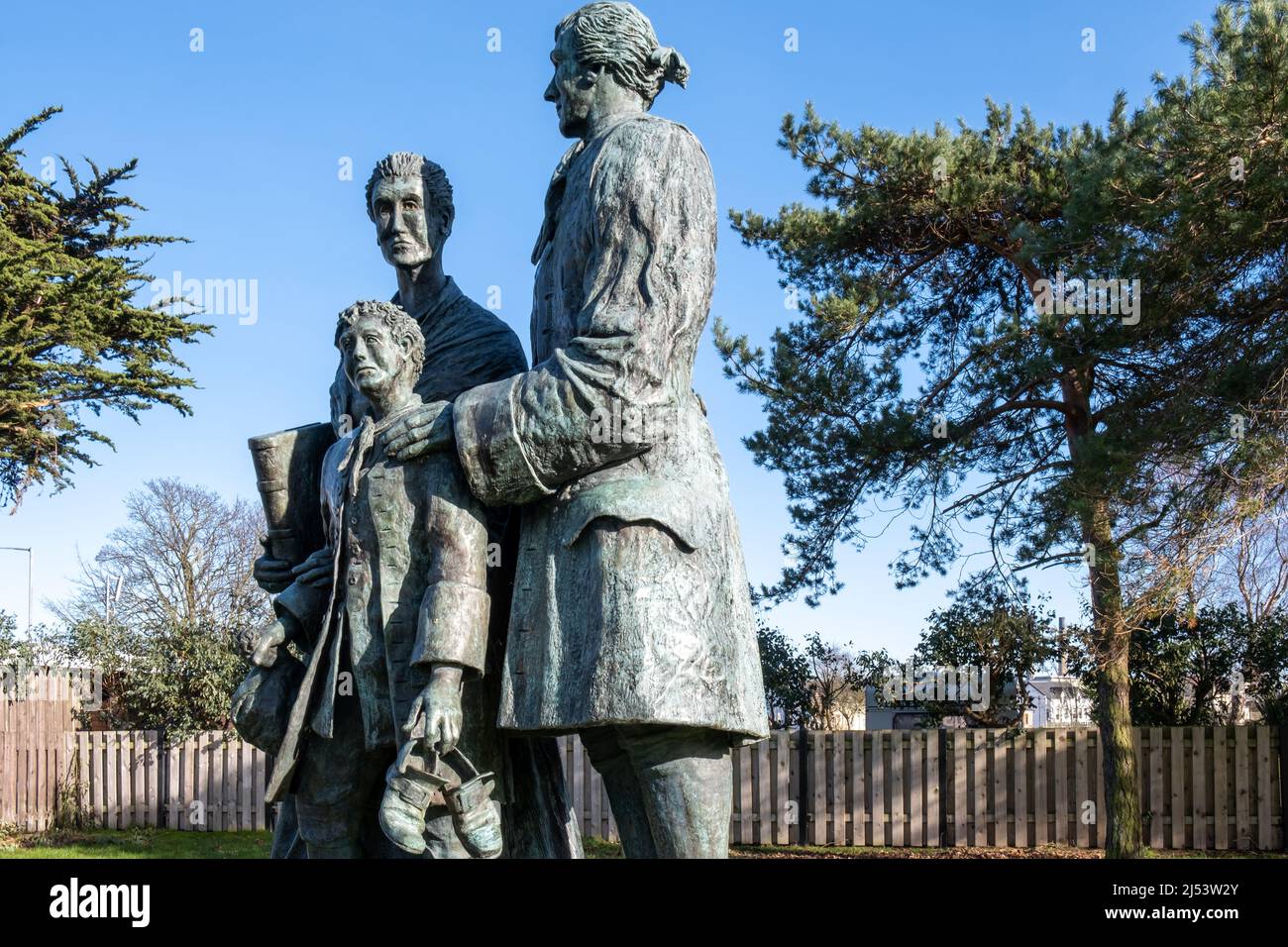 The Friends' Goodwill Memorial sculpture in Curran Park in the County Antrim town of Larne Northern Ireland. Stock Photo