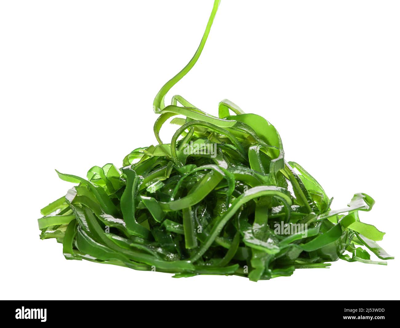 Heap of pickled wakame seaweed isolated on white background Stock Photo