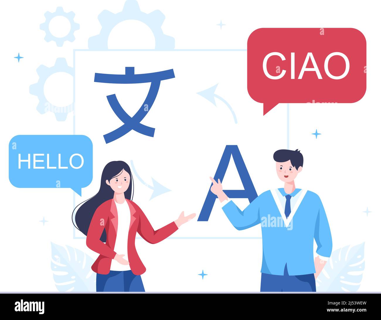 Translator or Translation Language Illustration. Say hello in Different ...