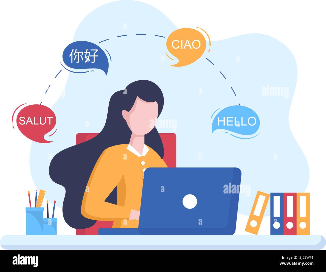 Translator or Translation Language Illustration. Say hello in Different ...