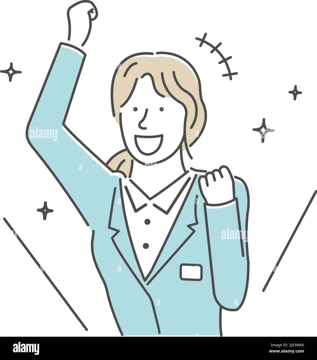 Female office worker vector illustration expressing joy, cheering Stock Vector
