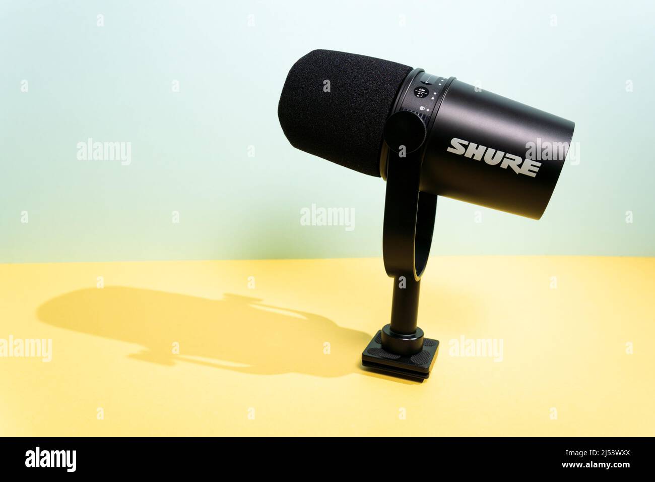 Tyumen, Russia-April 09, 2022: Shure was founded by Sidney N. Shure in 1925  as The Shure Radio Company Stock Photo - Alamy