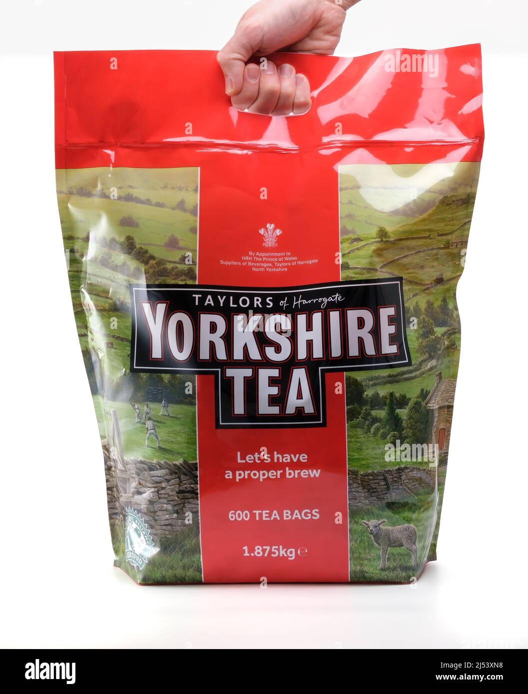 open box of Taylors of Harrogate Yorkshire tea - 240 tea bags showing tea  bags inside Stock Photo - Alamy