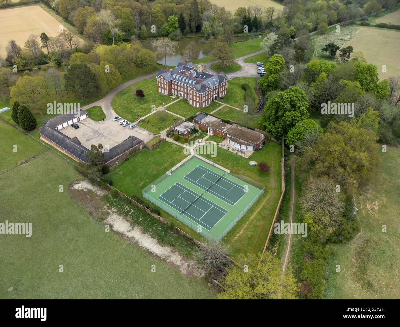 Warnham Manor Estate is situated in a beautiful rural location, surrounded by woodland and fields, on the outskirts of Warnham village Stock Photo