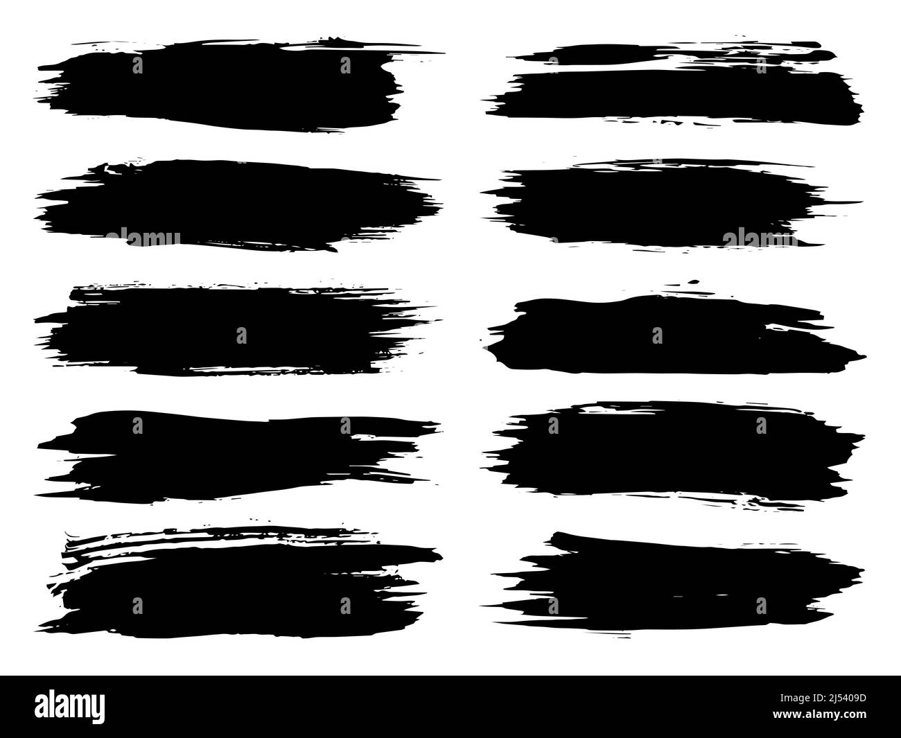 Collection of artistic grungy black paint hand made creative brush ...