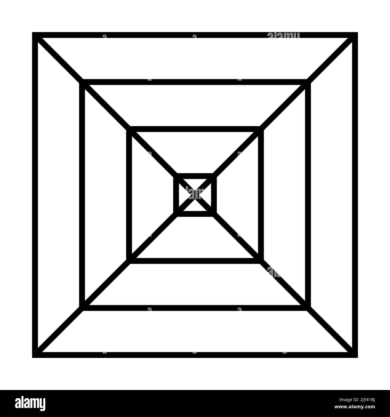 Radar square quad chart spider, radar chart template with empty square 4S Stock Vector