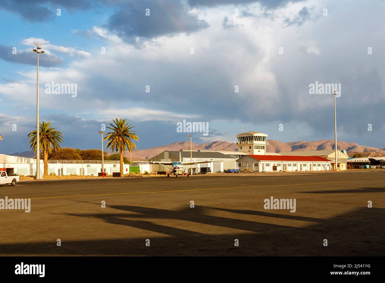 Hosea Kutako International Airport and control tower, Windhoek, Khomas Region, capital city of Namibia, south-west Africa Stock Photo