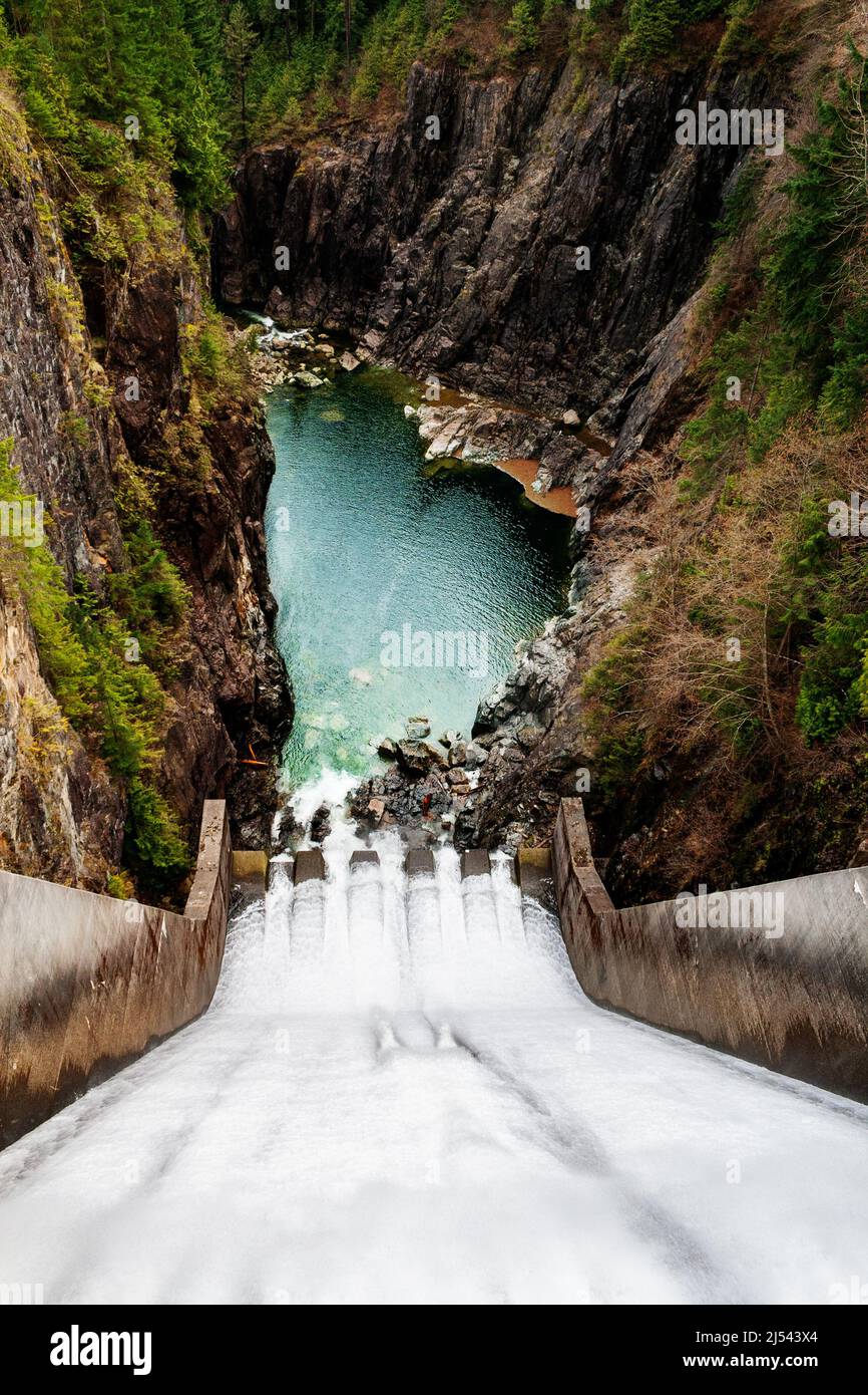 Close-up view of Cleveland Dam near Vancouver in Canada Stock Photo