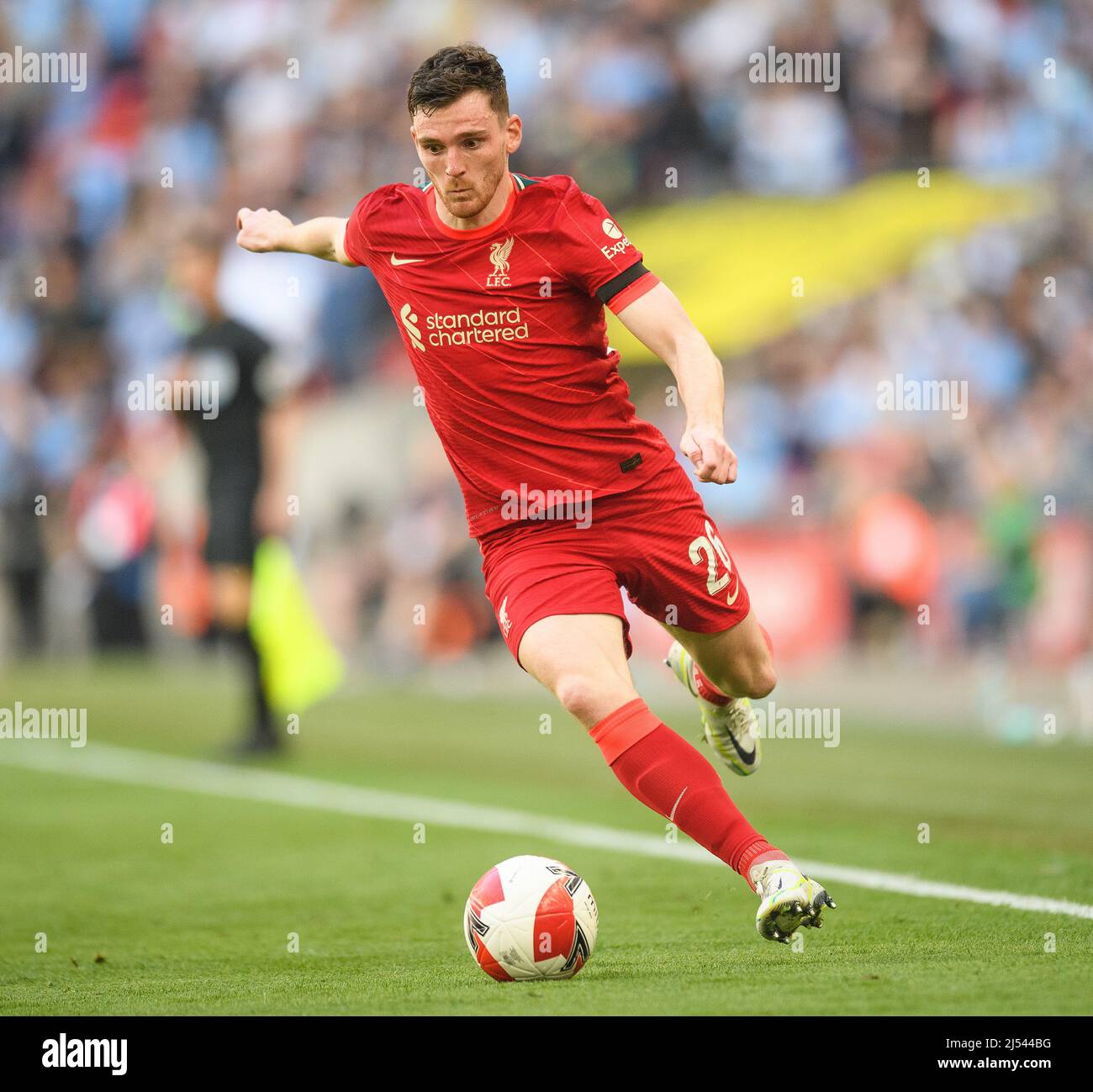 16 April 2022 - Manchester City v Liverpool - Emirates FA Cup - Semi Final - Wembley Stadium  Andy Robertson during the FA Cup Semi-Final against Manc Stock Photo