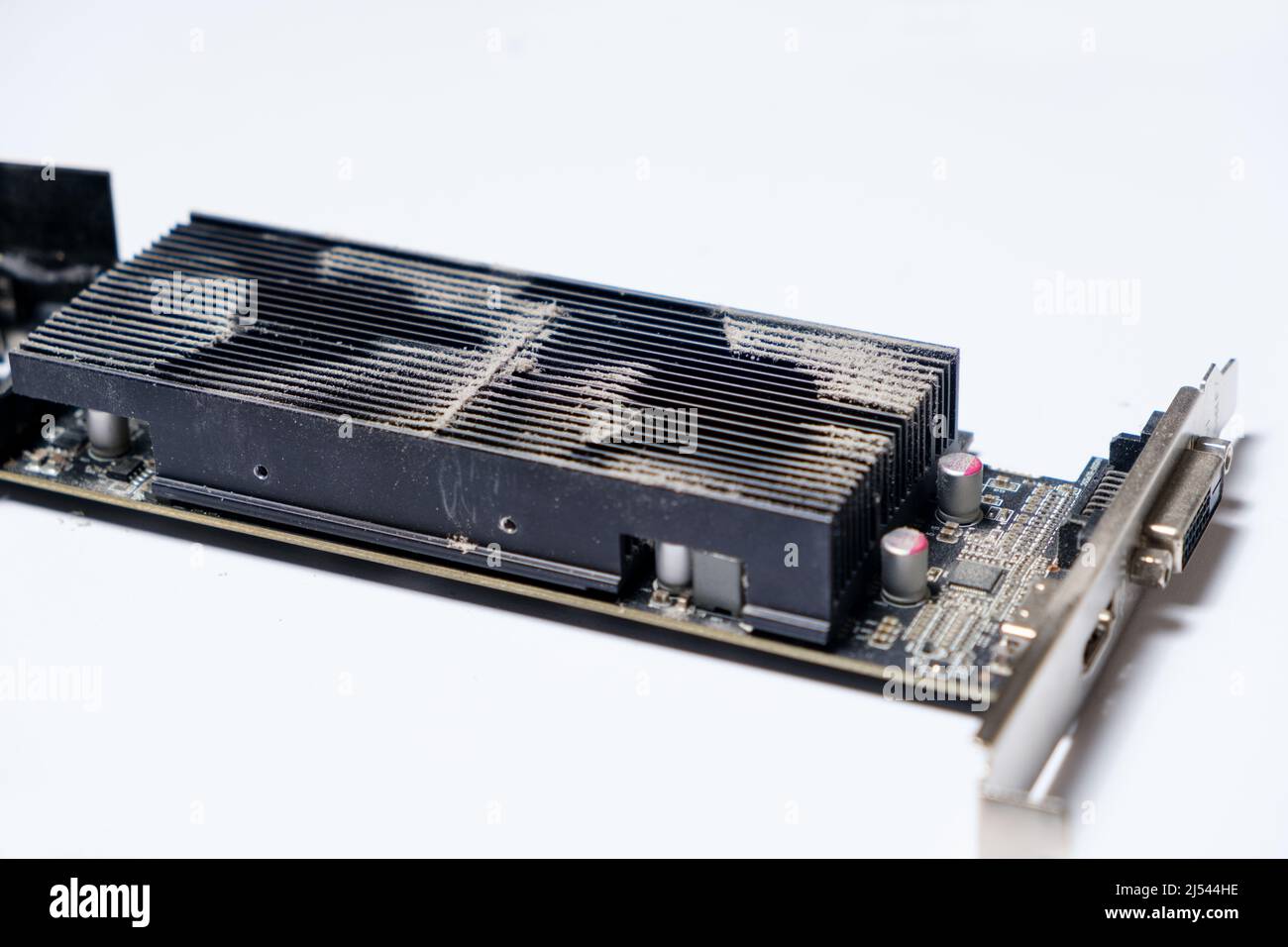 Dirty dusty graphics card in dust on a white background Stock Photo Alamy