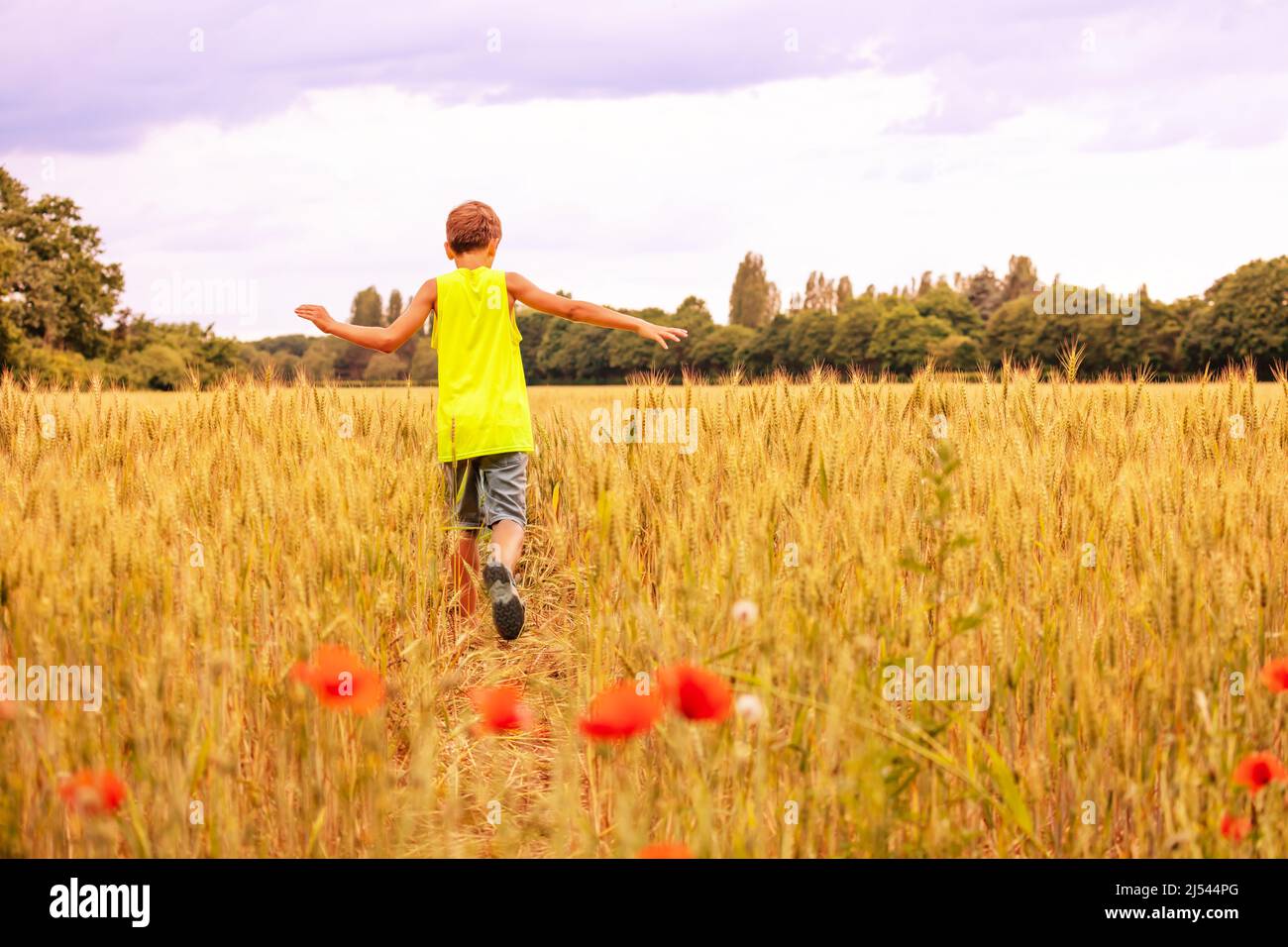 Boy walk grass hi-res stock photography and images - Alamy