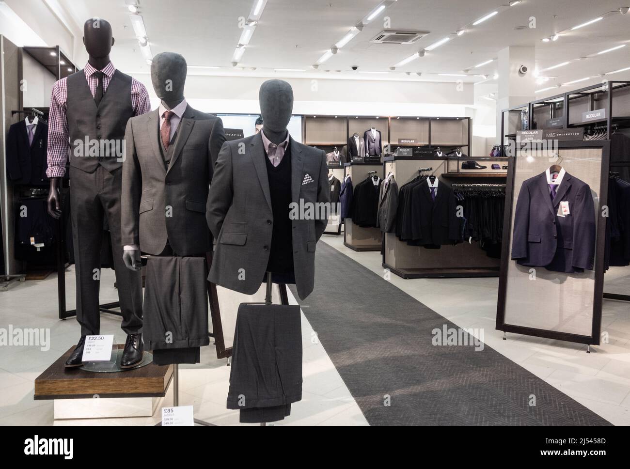 Mens suits in M&S, Marks & Spencer store. UK Stock Photo