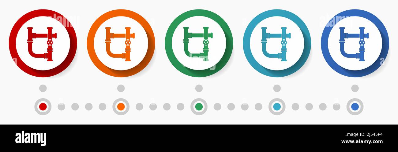 Pipe, tube concept vector icon set, infographic template, flat design ...