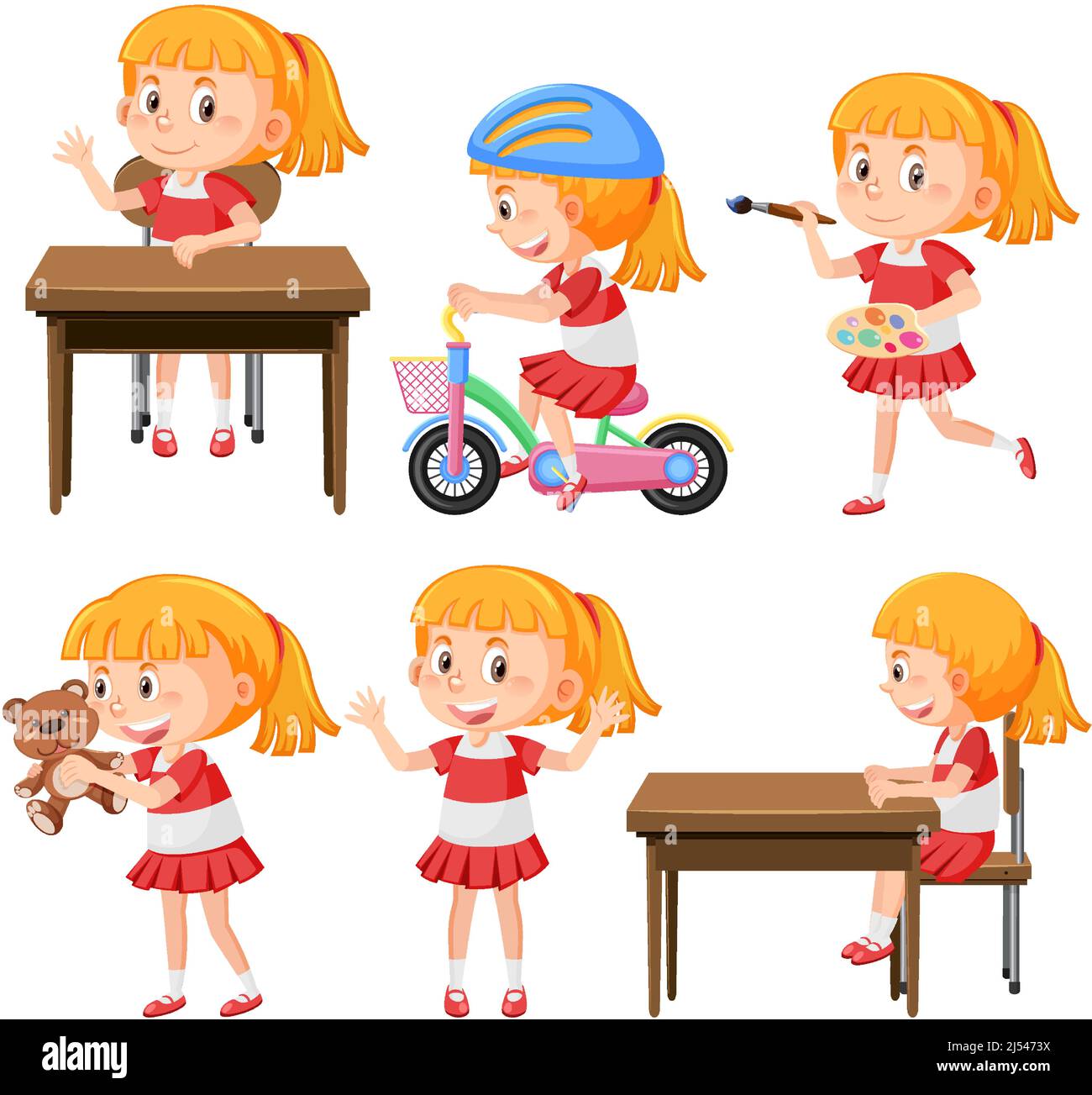 Set of girl cartoon character illustration Stock Vector Image & Art - Alamy
