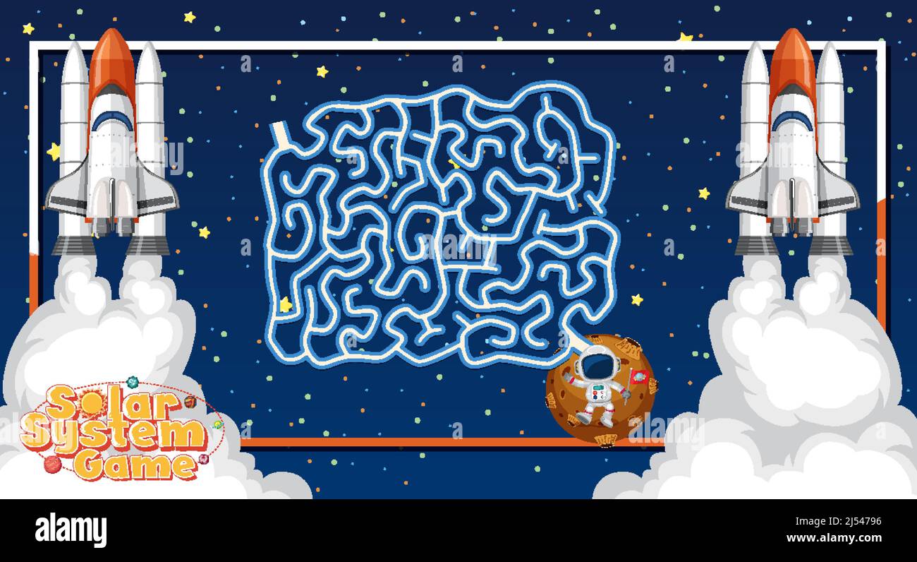 Game template with space theme background illustration Stock Vector ...
