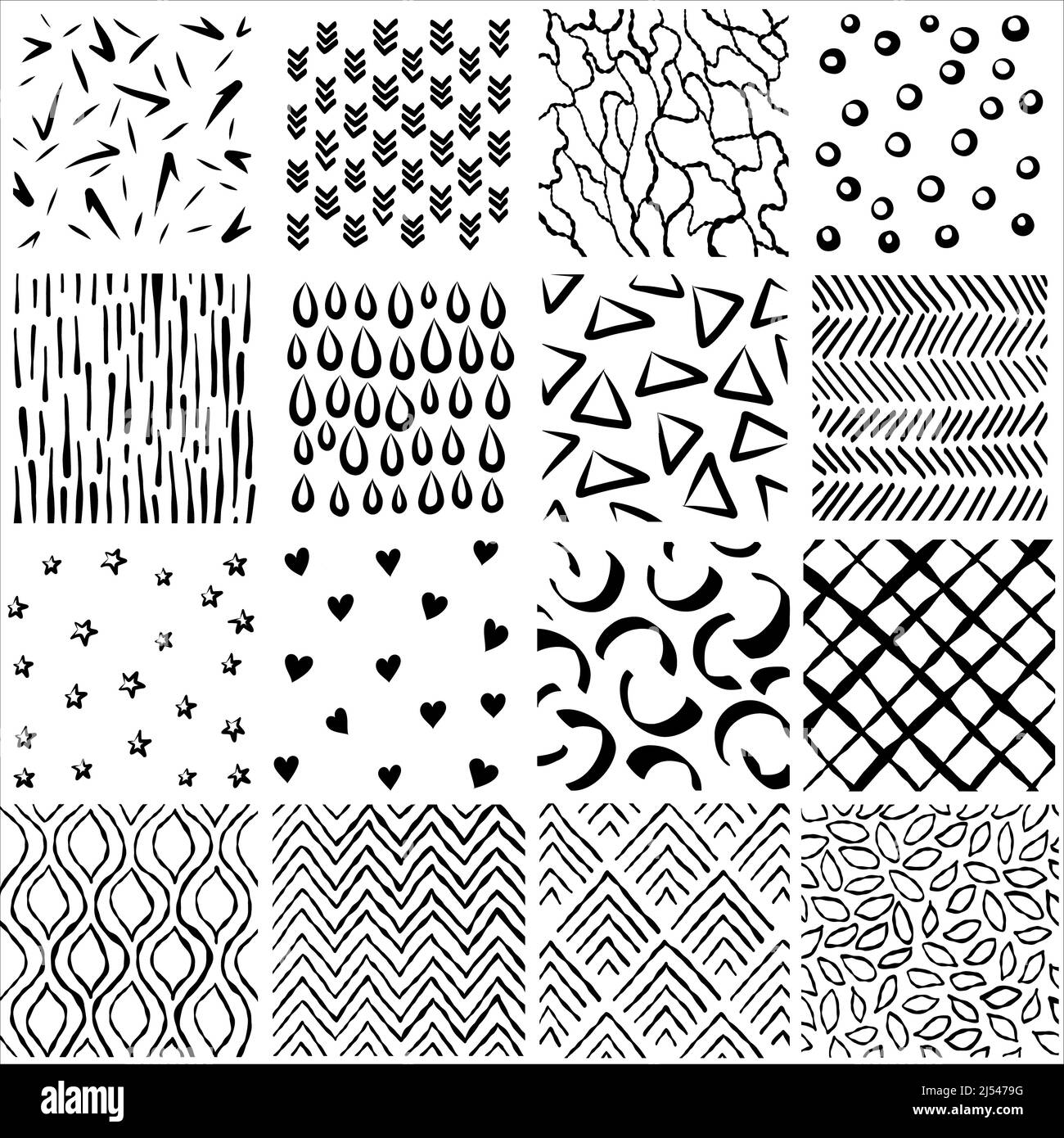 Vector Set Of Sixteen Geometric Patterns. Modern Stylish Textures 