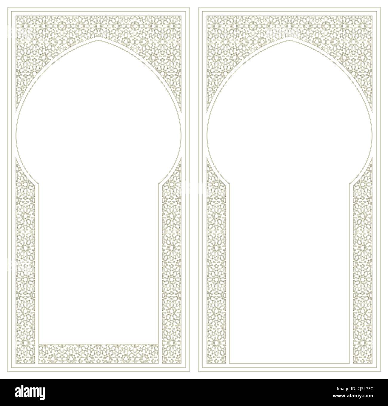 Two frames . Ornament in Arabic geometric style. Contoured lines Stock Vector