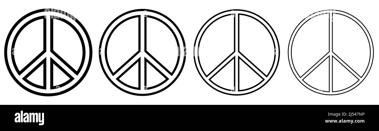 Set of peace signs. Peace icons. Line art style. Vector illustration isolated on white background Stock Vector