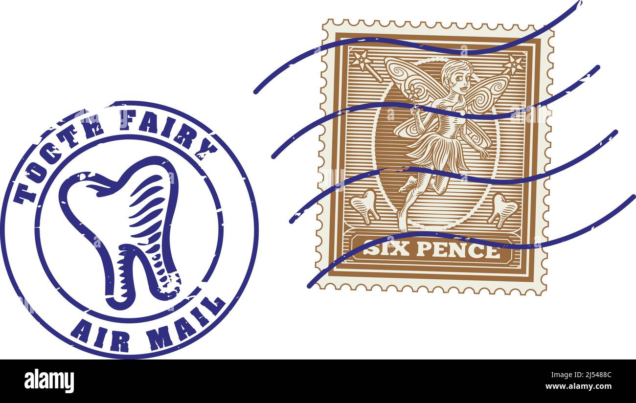 Tooth Fairy Letter Postage Postal Post Stamps - Stock Illustration  [88912096] - PIXTA