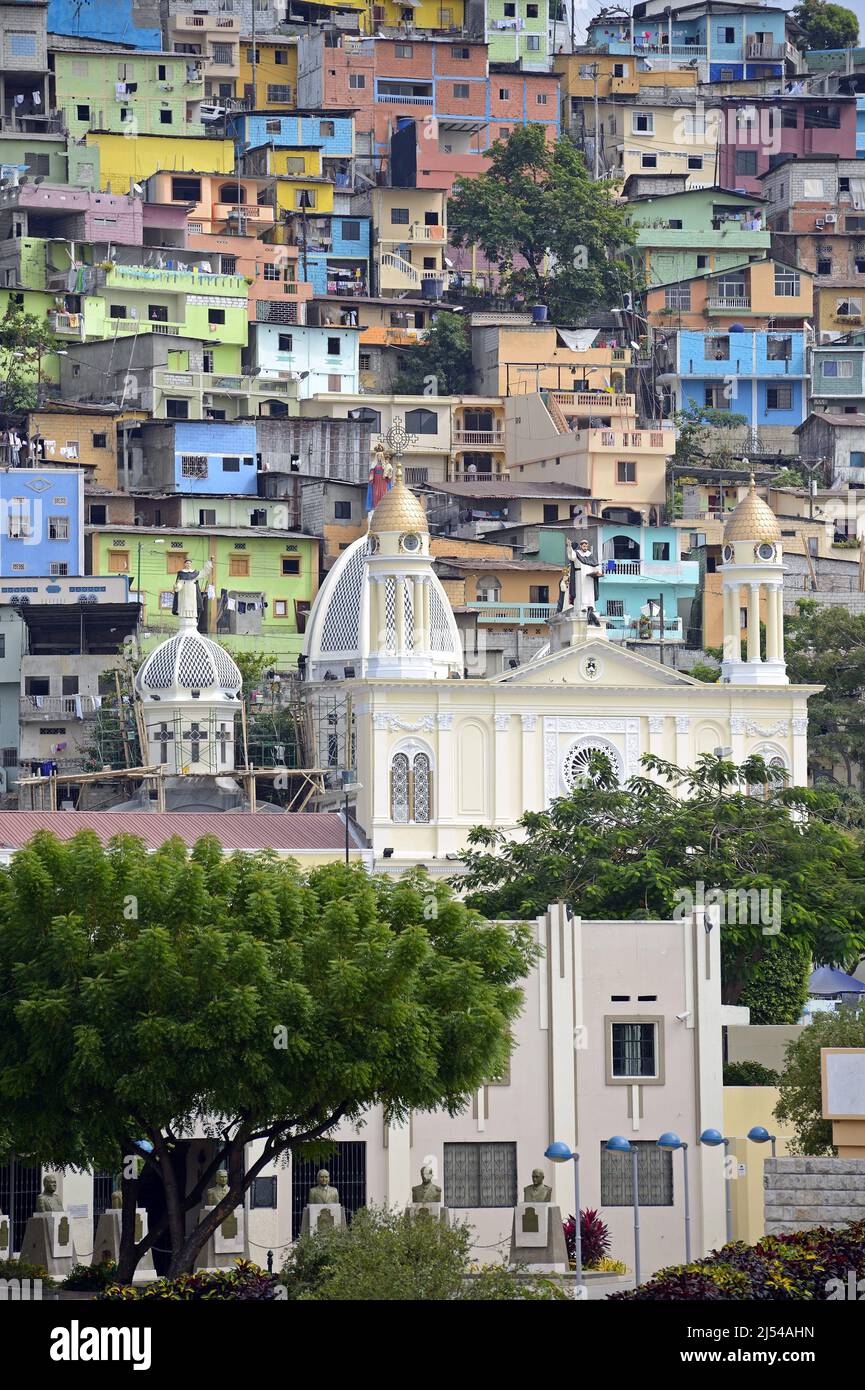 Colourful houses on Cerro del Carmen, Ecuador, Guayaquil Stock Photo