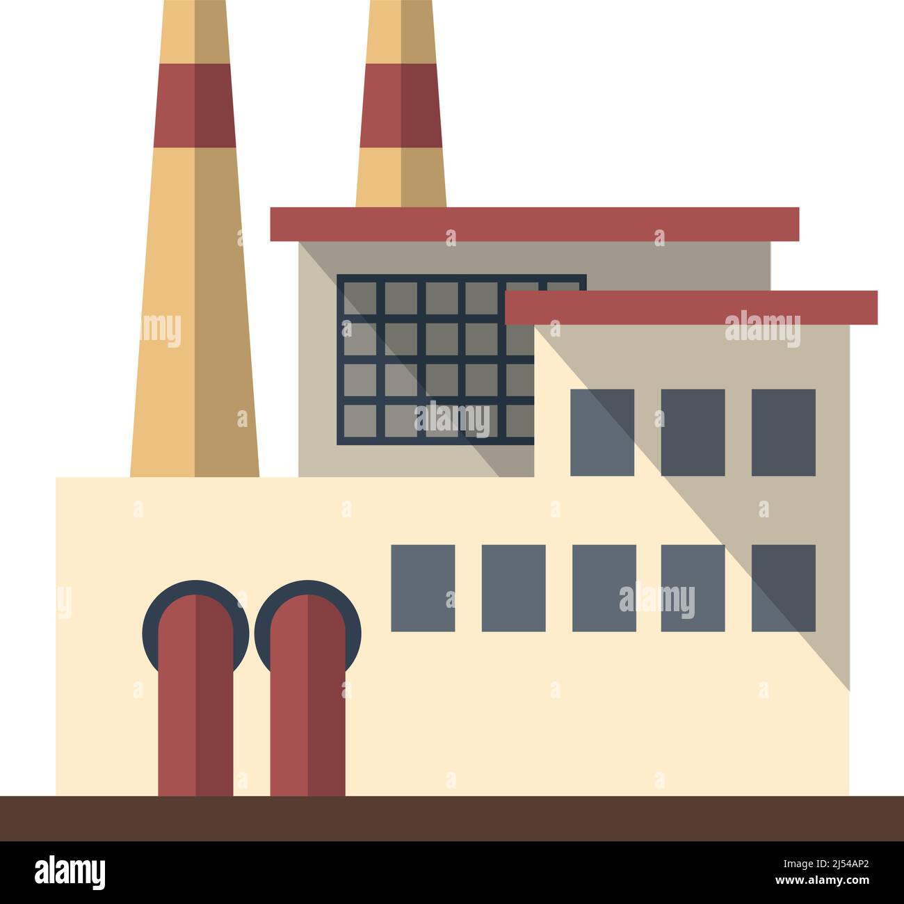 Industrial facade. Flat factory icon. Chemical production symbol Stock ...