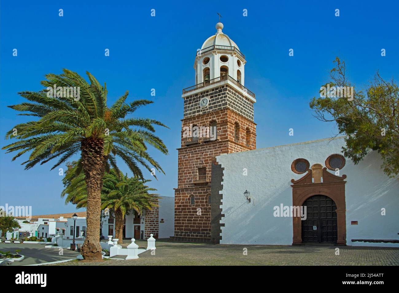 Church Iglesia de Nuestra Senora de Guadalupe, Plaza de la Constitucion, Canary Islands, Lanzarote, Teguise Stock Photo