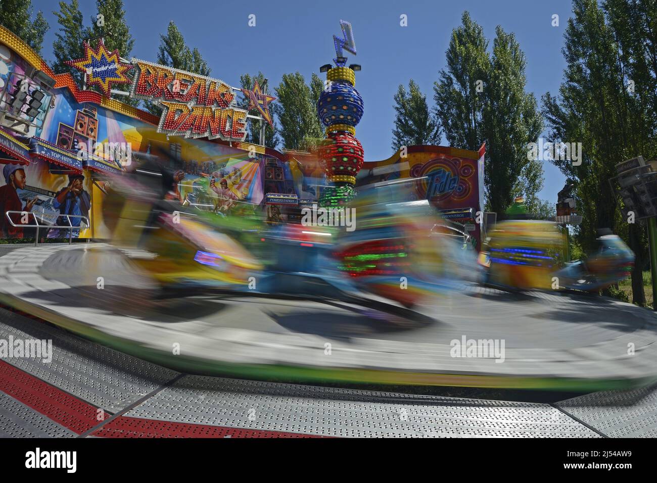 funfair ride at a fair, blurred vision, Germany Stock Photo