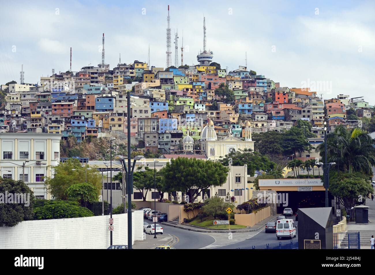 Colourful houses on Cerro del Carmen, Ecuador, Guayaquil Stock Photo