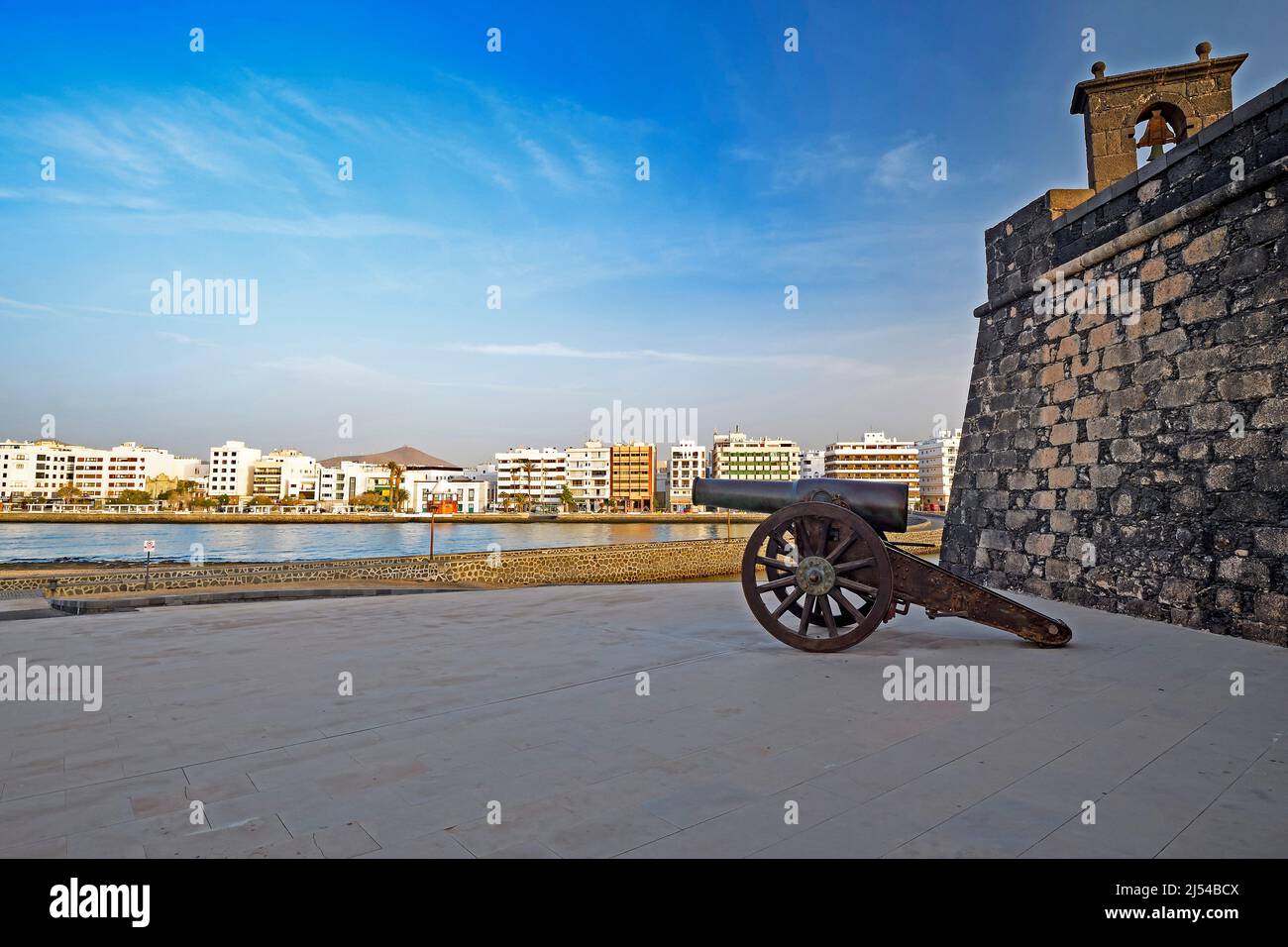 Cannon at the fortress Castillo de San Gabriel, Canary Islands, Lanzarote, Arrecife Stock Photo