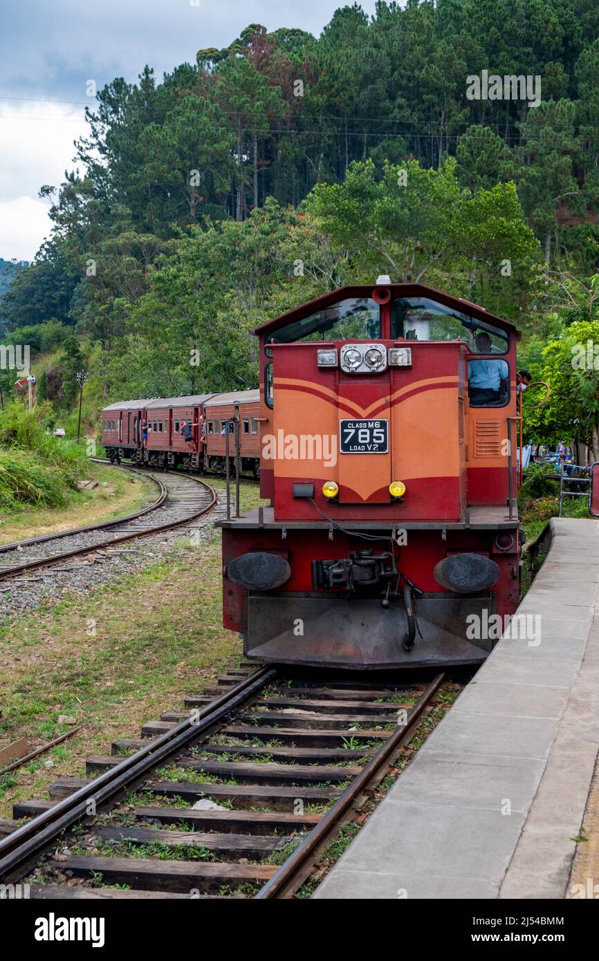 ella train in srilanka on train station Stock Photo Alamy