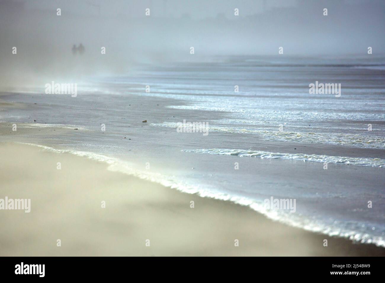 storm on the sandy beach, Hurricane Eunice, Zeynep, 02/18/2022, Belgium, West Flanders, Nieuwpoort Stock Photo