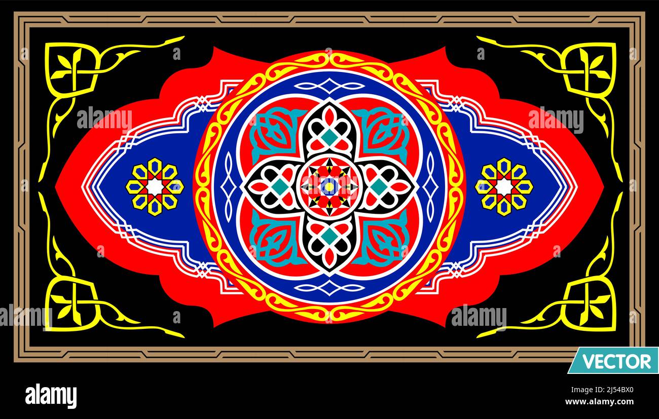 Vector Islamic Art Illustration of Ramadan Festival Designs Fabric, Colorful Backgrounds Stock Vector