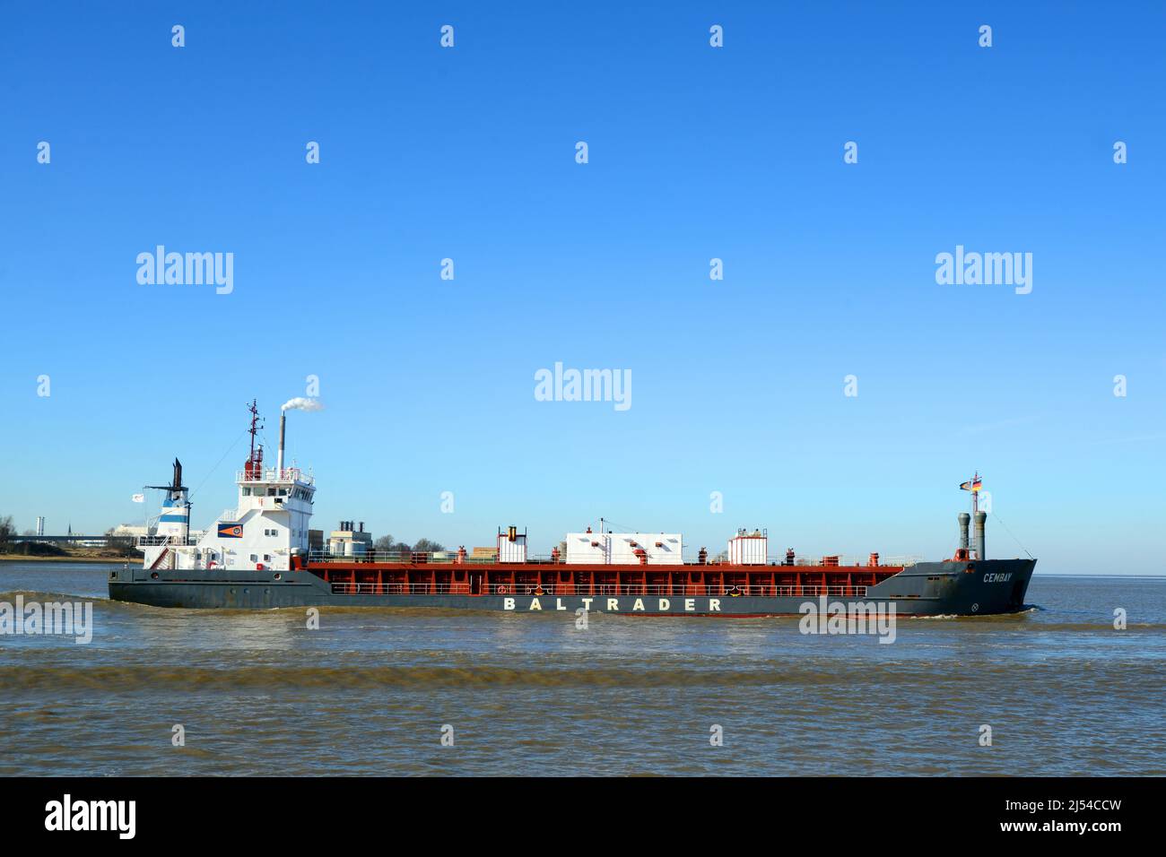 Baltrader cement logistics - ship on river Weser, Germany, Bremerhaven Stock Photo