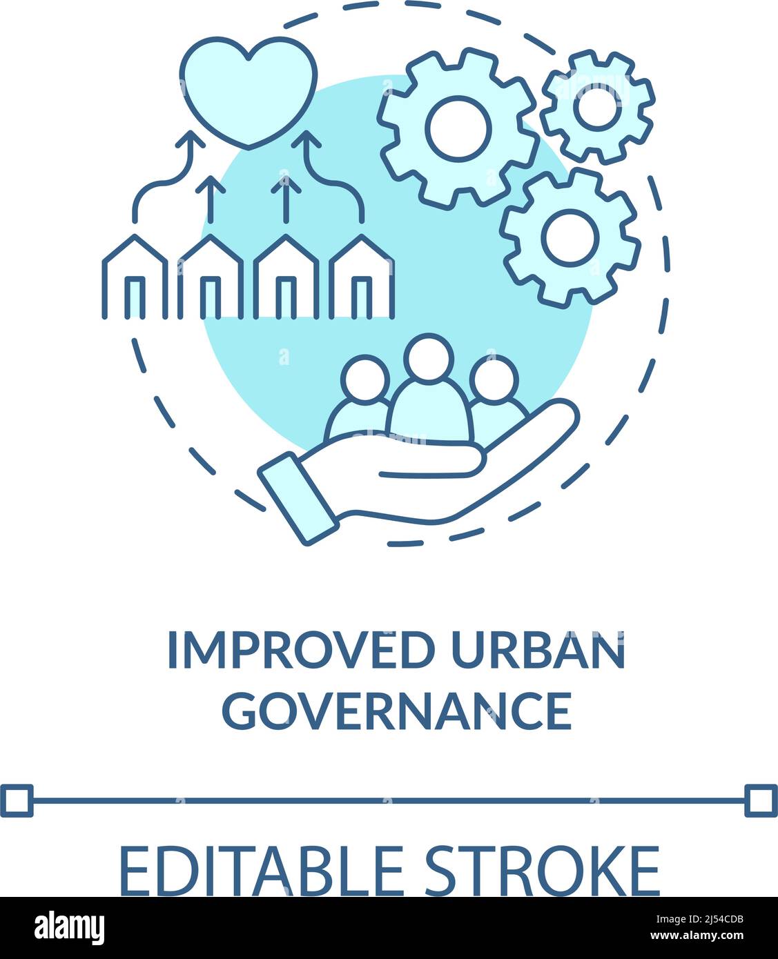 Improved urban governance turquoise concept icon Stock Vector