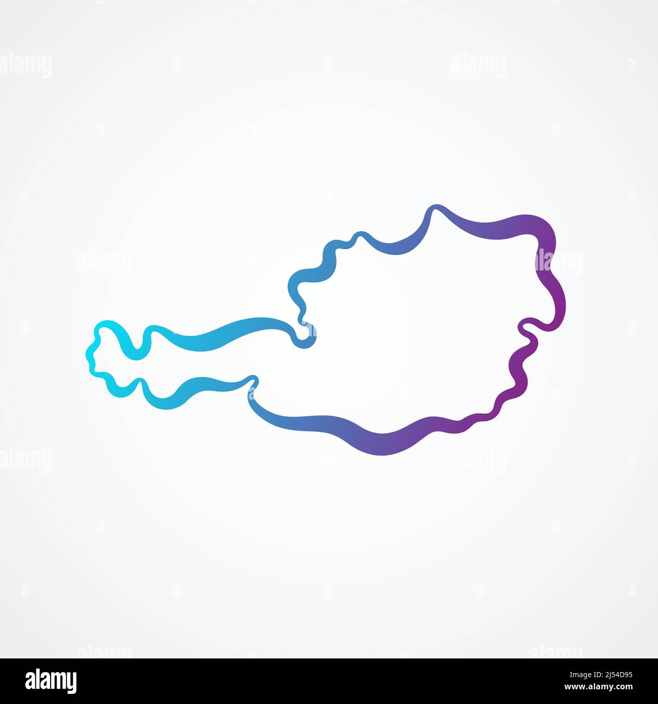 Outline map of Austria with blue-purple gradient. Stock Vector