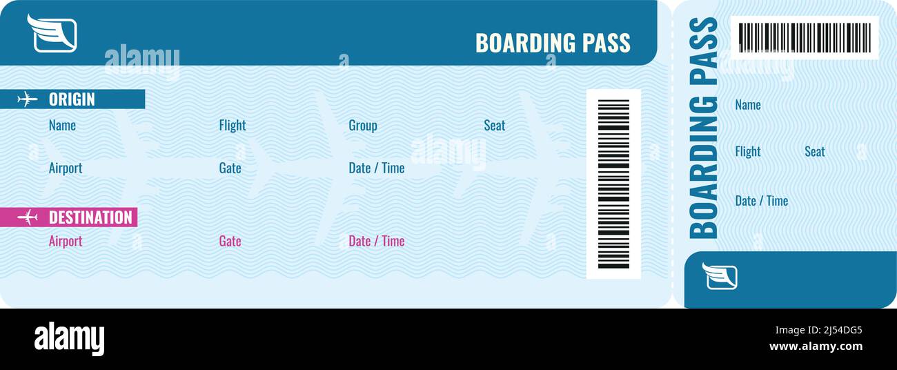 Boarding pass template. Plane ticket. Transport card Stock Vector