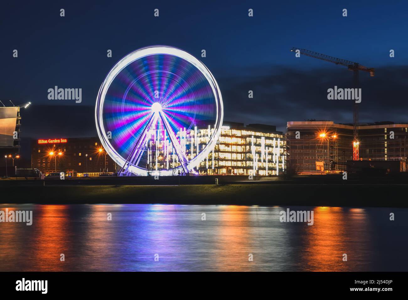 Gdynia, Poland - October 7, 2019: Colorful night shot of the seaside city of Gdynia, Poland. Stock Photo