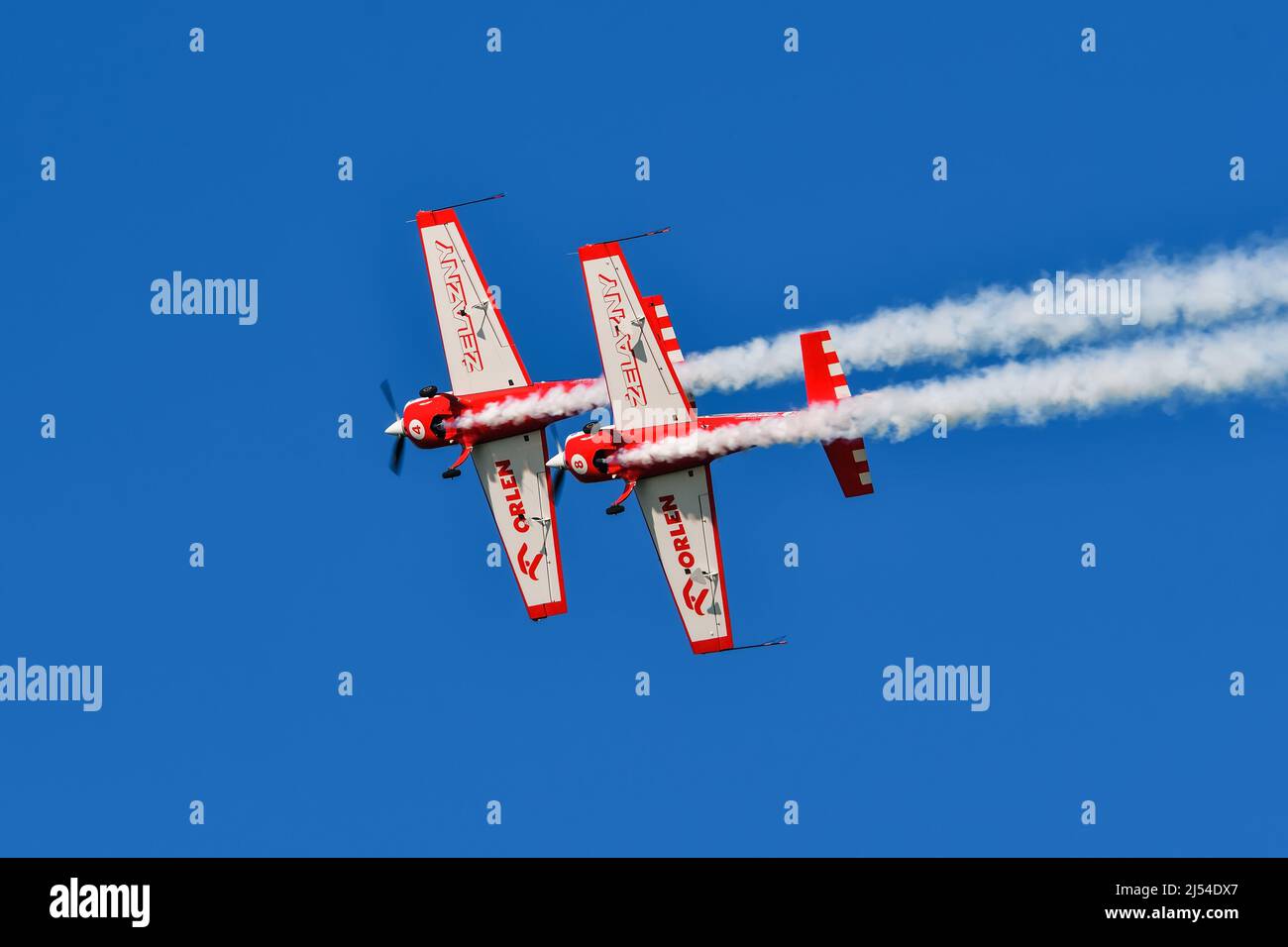 Gdynia, Poland - August 21, 2021: Zelazany aerobatic group at the Aero Baltic show in Gdynia, Poland. Stock Photo