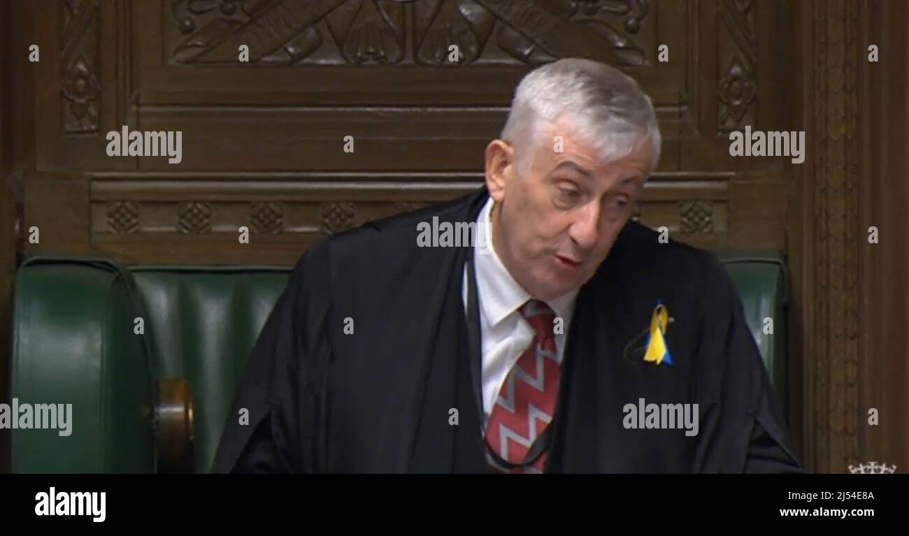 Speaker of the House of Commons Sir Lindsay Hoyle speaks during Prime ...