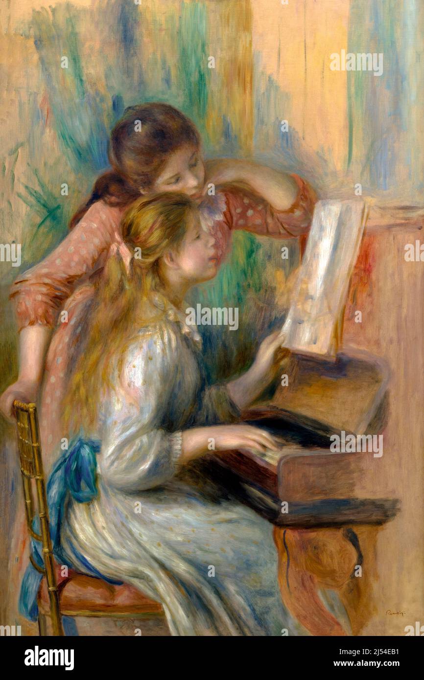 Girls at the Piano, Jeunes filles au Piano, Pierre-Auguste Renoir, circa 1892, Musee de L'Orangerie, Paris, France, Europe Stock Photo