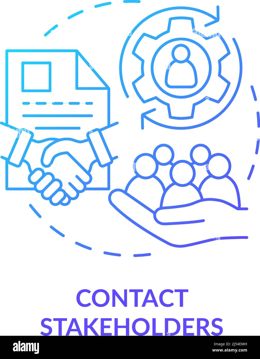 Contact stakeholders blue gradient concept icon Stock Vector