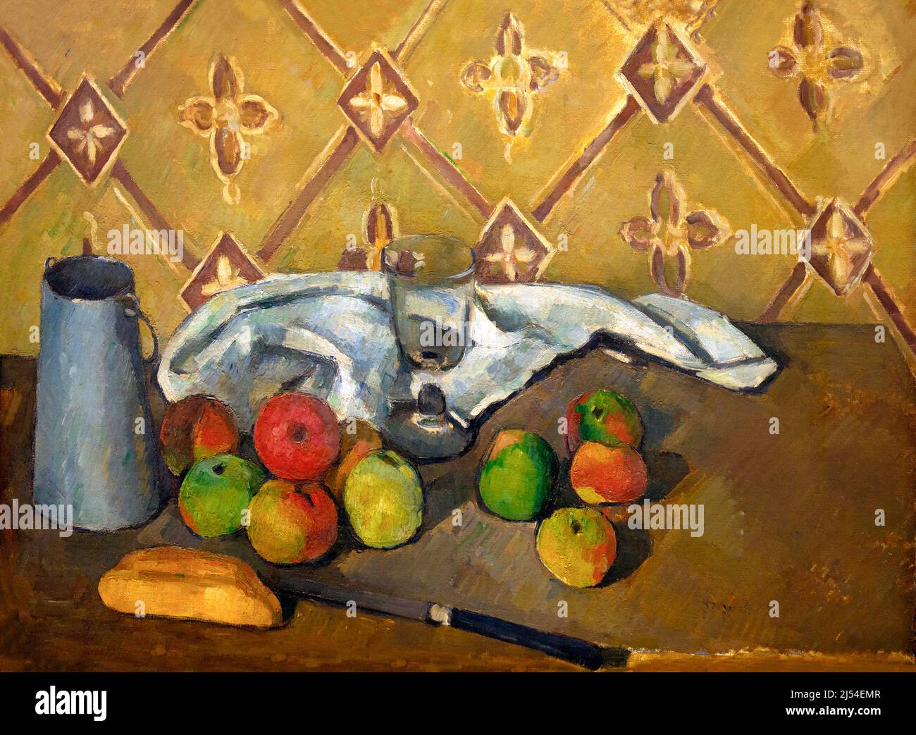 Fruit, Napkin and Jug Of Milk, Fruits, serviette et boite a lait, Paul Cezanne, 1880-81, Musee de L'Orangerie, Paris, France, Europe Stock Photo