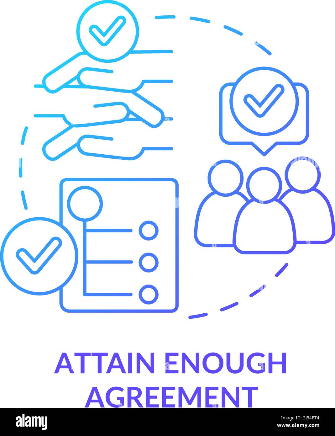 Attain enough agreement blue gradient concept icon Stock Vector