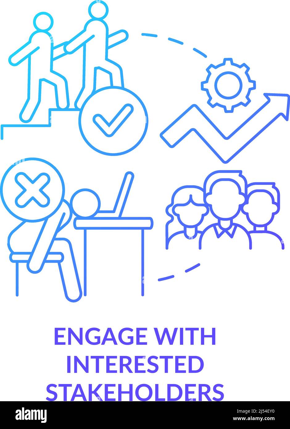 Engage with interested stakeholders blue gradient concept icon Stock Vector