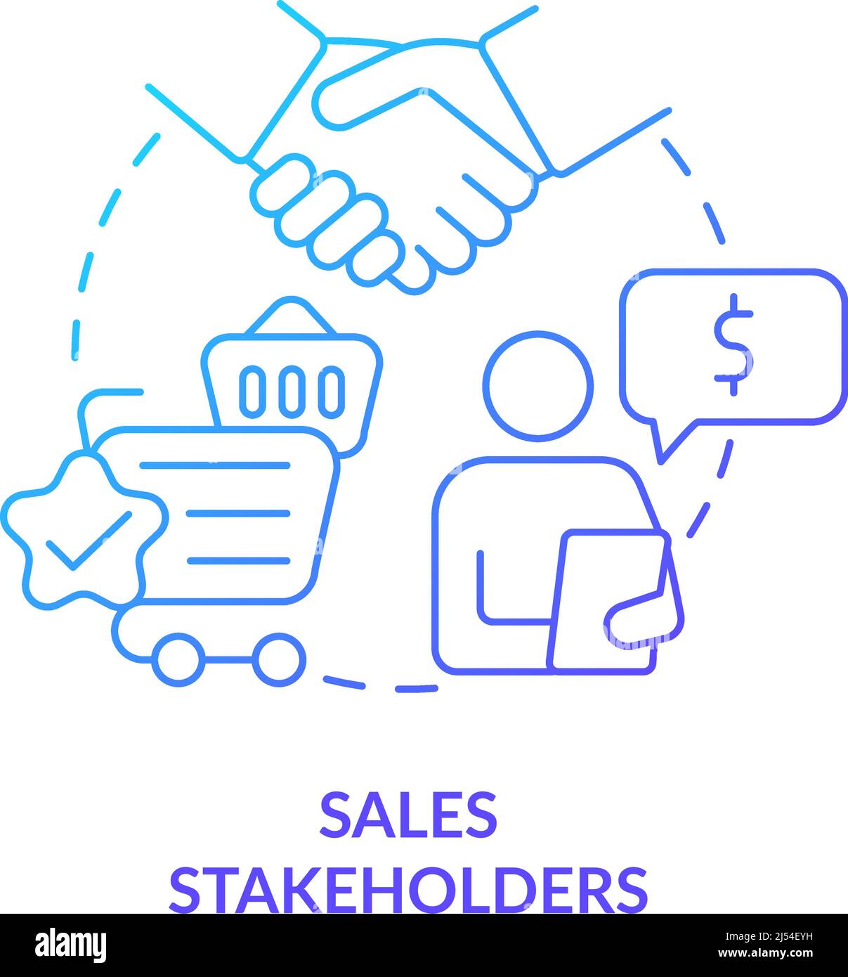 Sales stakeholders blue gradient concept icon Stock Vector