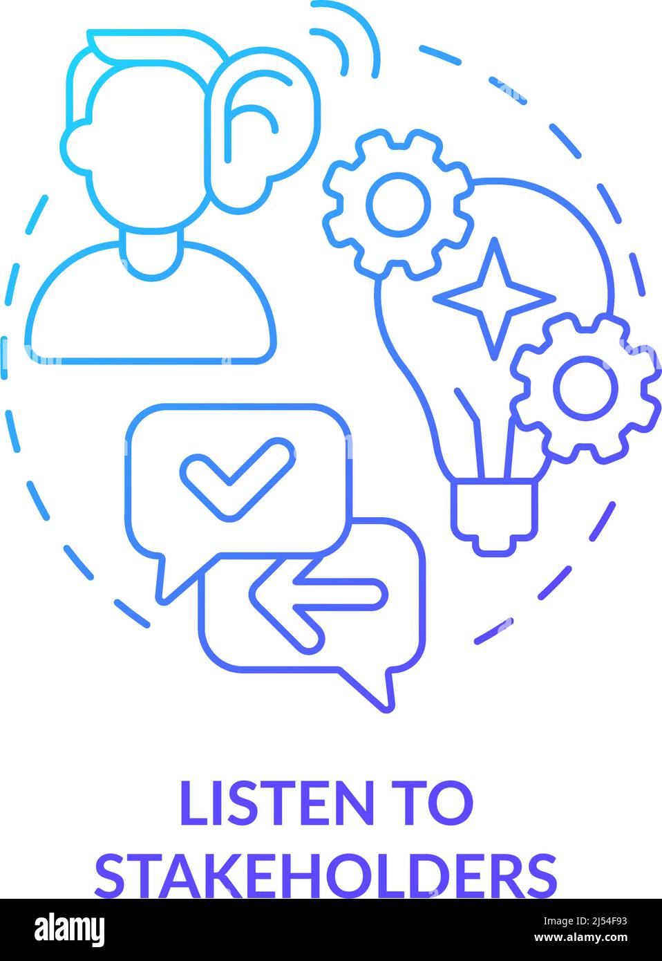 Listen to stakeholders blue gradient concept icon Stock Vector