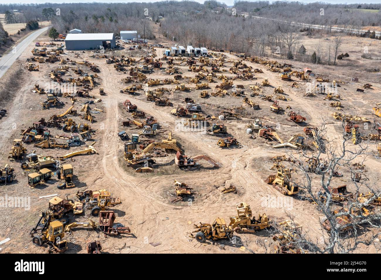 Montier, Missouri A junkyard for Caterpillar construction equipment