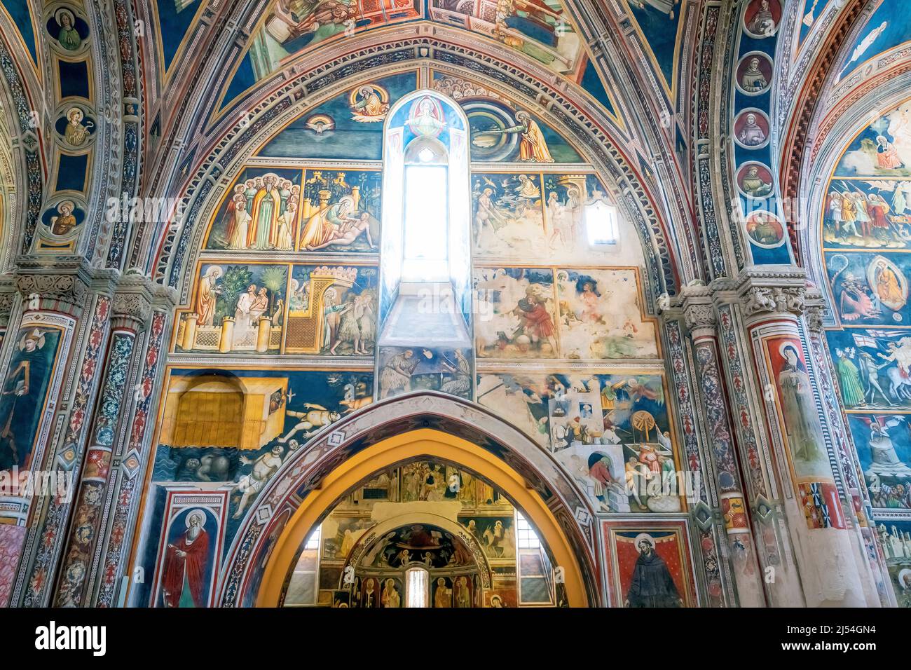 Basilica di Santa Caterina d'Alessandria in Galatina is a national monument in Romanesque and Gothic style. Puglia, Italy.  Interior is completely fre Stock Photo