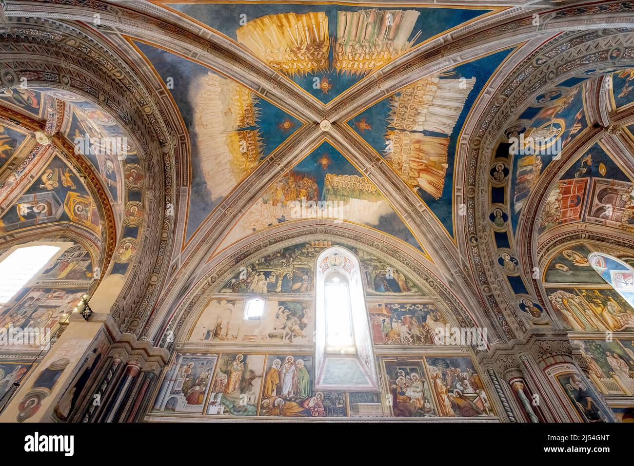 Basilica di Santa Caterina d'Alessandria in Galatina is a national monument in Romanesque and Gothic style. Puglia, Italy.  Interior is completely fre Stock Photo