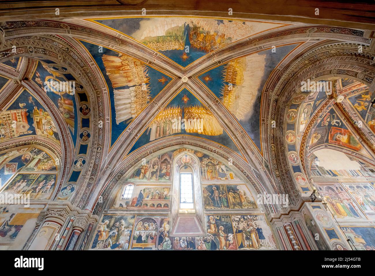 Basilica di Santa Caterina d'Alessandria in Galatina is a national monument in Romanesque and Gothic style. Puglia, Italy.  Interior is completely fre Stock Photo